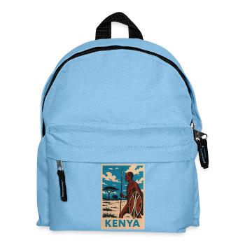 Kenya Maasai Warrior Nature Illustration - Kids' Backpack - light blue - Front