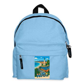 Schöne ikonische Aussicht mit Statue und Meer - Kinder Rucksack - Hellblau - Vorne
