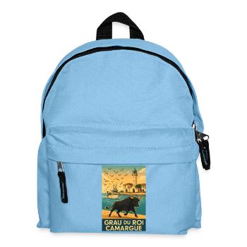 Camargue bull Grau From the King to the Rising Sun - Kids' Backpack - light blue - Front