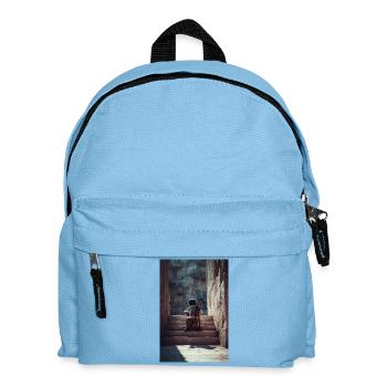 Astronaut Playing Cello on Ancient Stairs - Kids' Backpack - light blue - Front