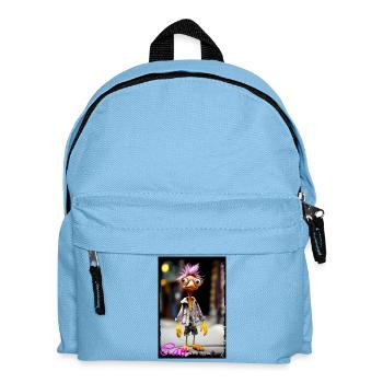 Buntes Punk-Vogel-Design für Kinder Puppe - Kinder Rucksack - Hellblau - Vorne