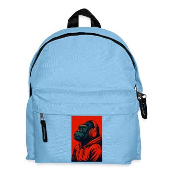 Gorilla in Hoodie with Headphones - Kids' Backpack - light blue - Front