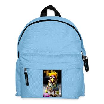 Humorous bird artist doll with colorful hairstyle - Kids' Backpack - light blue - Front