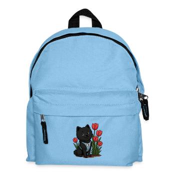 Süßer Spitz Hund mit Tulpen - Kinder Rucksack - Hellblau - Vorne