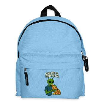 Conception de t-shirt Alien Pizza avec slogan - Sac à dos Enfant - bleu clair - Devant