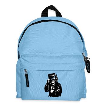 Humorvolle Affenrechts Parodie Illustration - Kinder Rucksack - Hellblau - Vorne