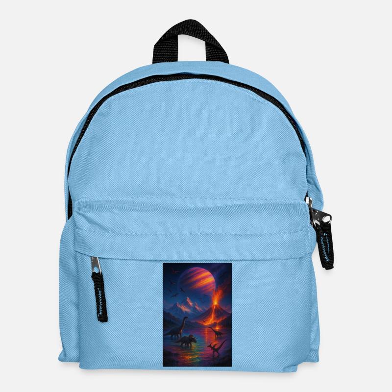 Dinosaurier Vulkan Fantasy Universum - Kinder Rucksack - Hellblau
