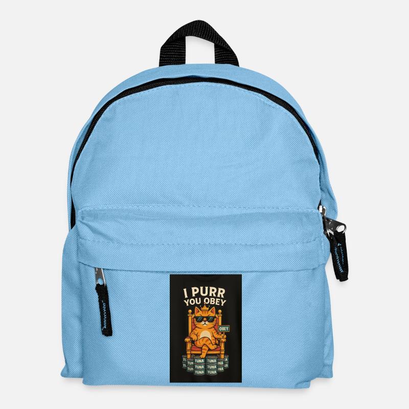 Cat King Commands with Tuna - Kids' Backpack - light blue