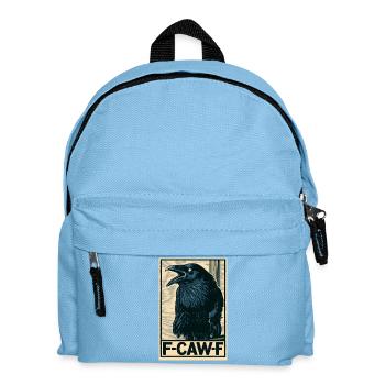 Lustiger schwarzer Krähenvogel mit F-CAW-F-SPRUCH - Kinder Rucksack - Hellblau - Vorne