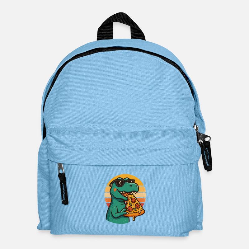 Pizza Saurus Retro - Kinder Rucksack - Hellblau