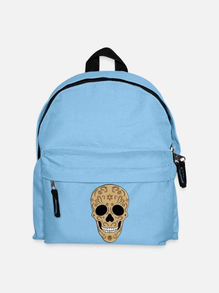Blumenschädel aus Zucker Dia de los Muertos - Kinder Rucksack - Hellblau