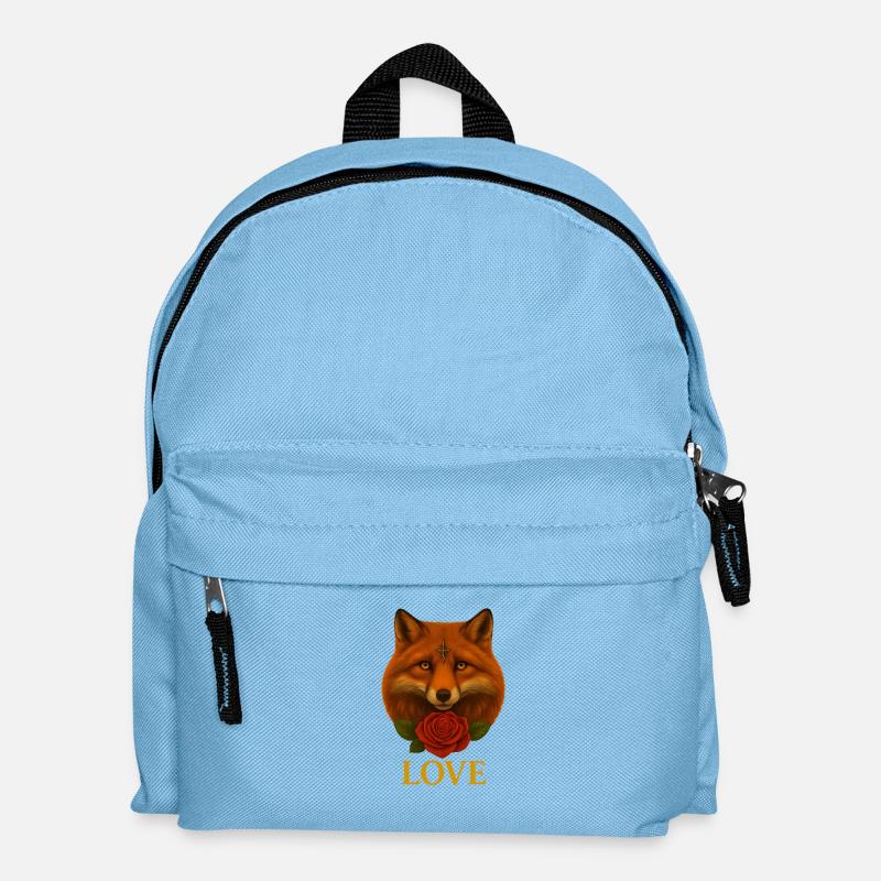 Fuchs mit Rose - Liebe - Kinder Rucksack - Hellblau