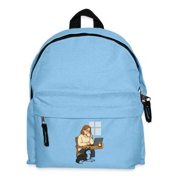 Kaffeepause im Homeoffice Hund - Kinder Rucksack - Hellblau - Vorne