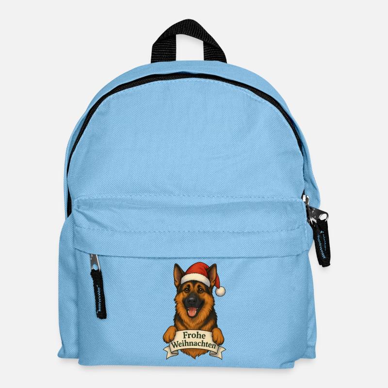 Weihnachtshund mit Santa Hut - Kinder Rucksack - Hellblau