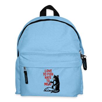 Amour Poisson Haine Viande Chat - Sac à dos Enfant - bleu clair - Devant