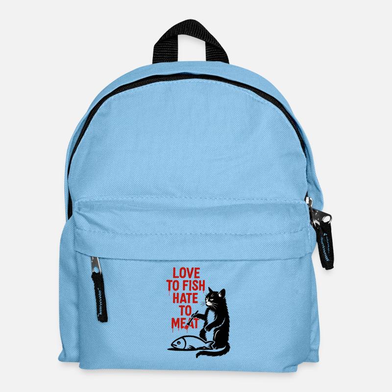 Love to Fish Hate to Meat Cat - Kinder Rucksack - Hellblau