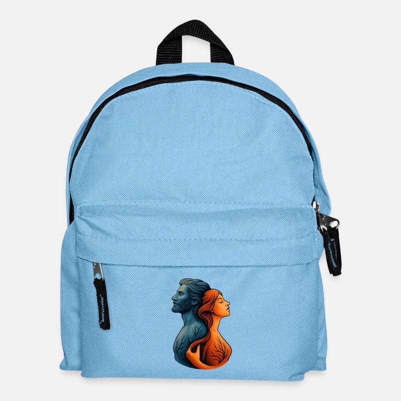 Couple of water and fire turned over with tree roots - Kids' Backpack - light blue