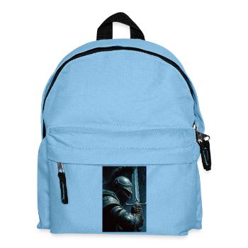 Dunkler Ritter mit silbernem Schwert - Kinder Rucksack - Hellblau - Vorne