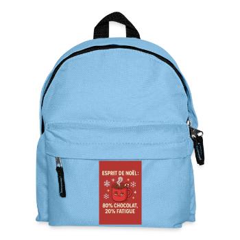 Weihnachten – 80 % Schokolade, 20 % Müdigkeit – Design - Kinder Rucksack - Hellblau - Vorne