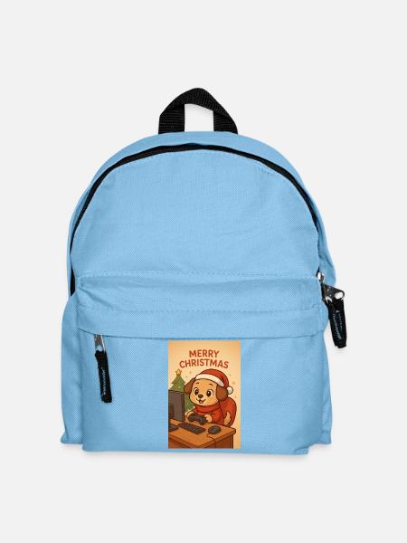 Christmas dog on the PC - Kids' Backpack - light blue