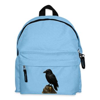 Corbeau sur roche et crâne doré - Sac à dos Enfant - bleu clair - Devant