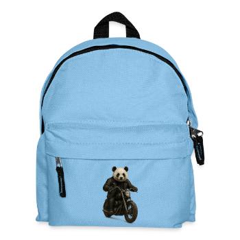 Leather Panda Biker on Motorcycle - Kids' Backpack - light blue - Front