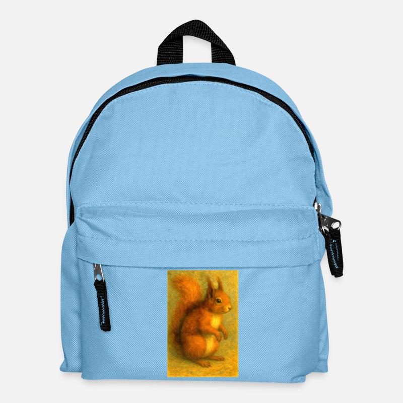 Rotes Eichhörnchen in klassischer Ölmalerei - Kinder Rucksack - Hellblau