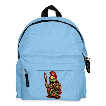 Spartanischer Schildkrötenkrieger mit Schild und Speer - Kinder Rucksack - Hellblau - Vorne