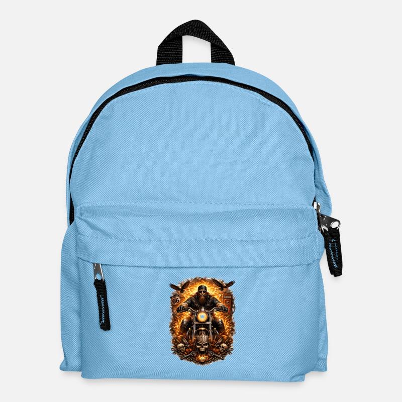 Flame Biker Skull - Kids' Backpack - light blue
