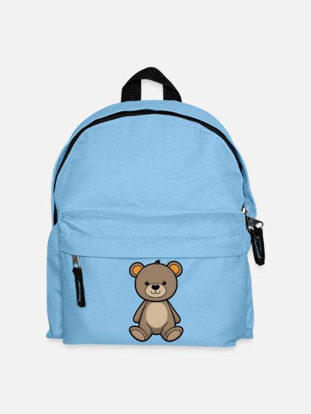 Cuddly Bear Illustration Velvet Brown - Kids' Backpack - light blue