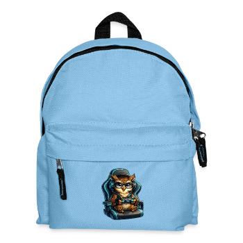 Gamer Eulenheld im Headset - Kinder Rucksack - Hellblau - Vorne