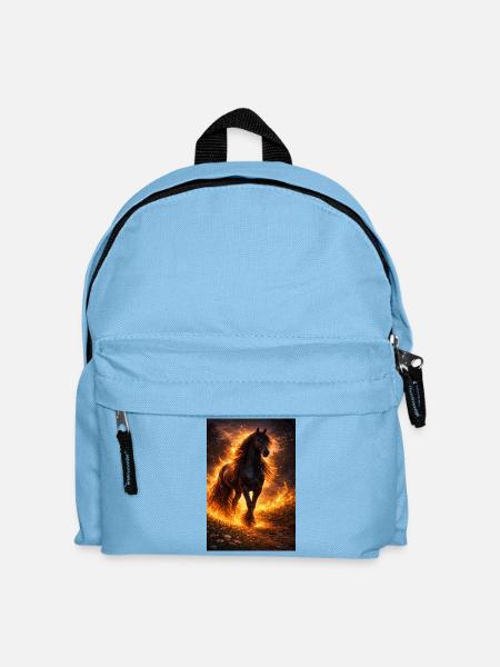 Feuerpferd im Flammensturm - Kinder Rucksack - Hellblau