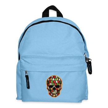 Totenkopf mit Tannenbaummotiv . 1 - Kinder Rucksack - Hellblau - Vorne