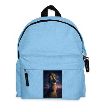 Sternenklare Moai an einem kosmischen Ufer - Kinder Rucksack - Hellblau - Vorne