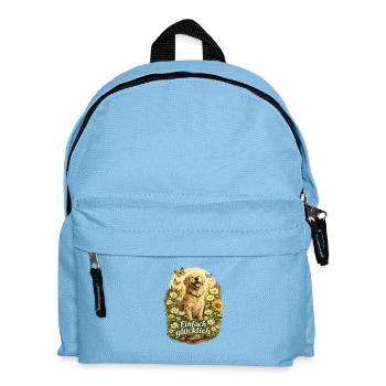Einfach Glücklich Golden Retriever Blumenwiese - Kinder Rucksack - Hellblau - Vorne