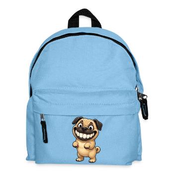 Lustiger Mops Comic zeigt Zähne - Kinder Rucksack - Hellblau - Vorne