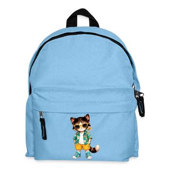 Hawaiian Tropical Cat Yellow Glasses - Kids' Backpack - light blue - Front