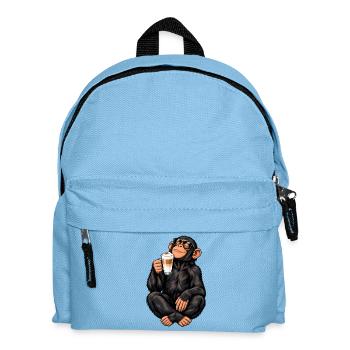 Schimpanse mit Latte Macchiato - Kinder Rucksack - Hellblau - Vorne