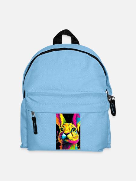 Bunter Hasenkopf  Pop-Art - Kinder Rucksack - Hellblau