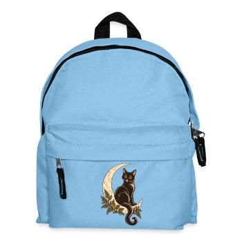 Katze im Herbstmond - Kinder Rucksack - Hellblau - Vorne