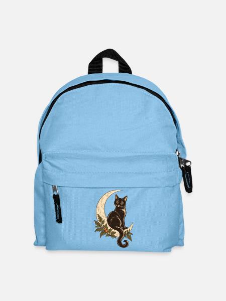 Katze im Herbstmond - Kinder Rucksack - Hellblau
