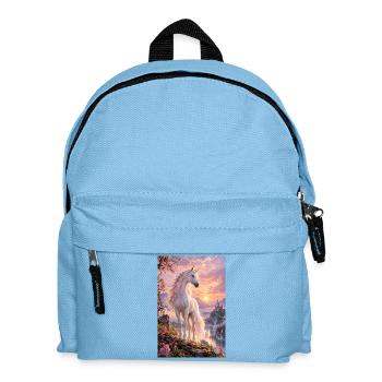 Pastelleinhorn bei Sonnenuntergang über der Burg - Kinder Rucksack - Hellblau - Vorne