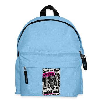 Tiere nicht einsperren - Kinder Rucksack - Hellblau - Vorne
