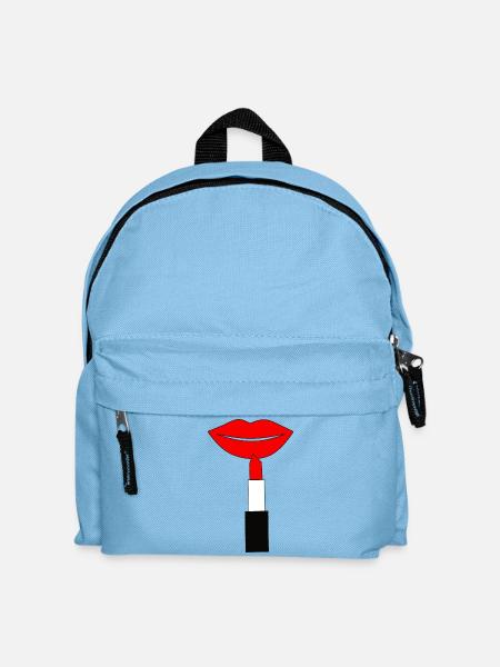 Lippenstift Lippen rot - Kinder Rucksack - Hellblau