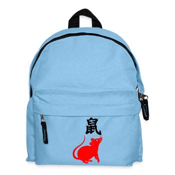 Chinesische Schriftzeichenratte mit roter Ratte - Kinder Rucksack - Hellblau - Vorne