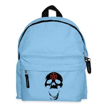 Crâne noir et pentagramme rouge - Sac à dos Enfant - bleu clair - Devant