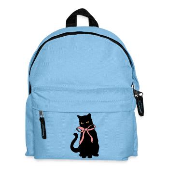 Cats silhouette with ribbon decoration - Kids' Backpack - light blue - Front