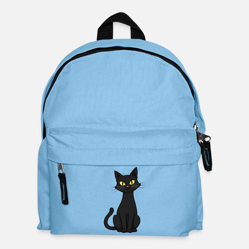 Elegant black cat illustration - Kids' Backpack - light blue