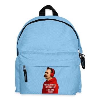 Friedrich Nietzsche als Hipster hört Musik - Kinder Rucksack - Hellblau - Vorne