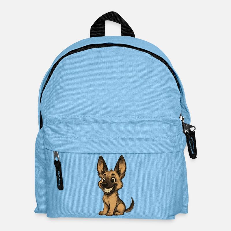 Lustiger Malinois Welpe Cartoon Süßer Schäferhund - Kinder Rucksack - Hellblau